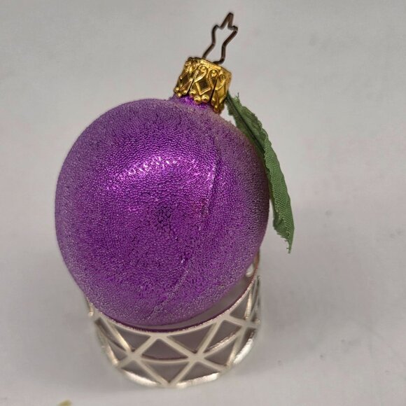 Inge Glas Sugar Coated Plum German Glass Christmas Ornament Purple 2" - Picture 3 of 6